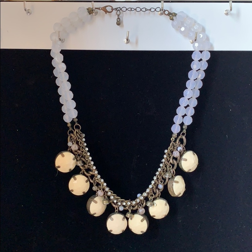 White pendant statement necklace